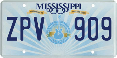 MS license plate ZPV909