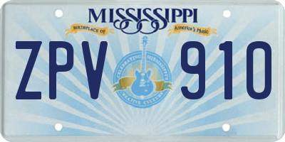 MS license plate ZPV910