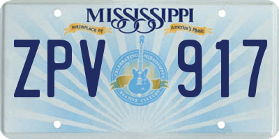 MS license plate ZPV917