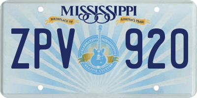 MS license plate ZPV920