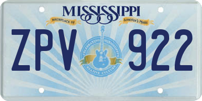 MS license plate ZPV922