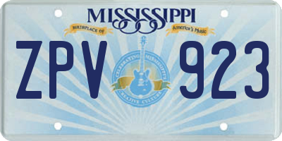 MS license plate ZPV923