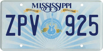 MS license plate ZPV925