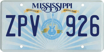 MS license plate ZPV926