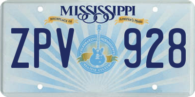 MS license plate ZPV928