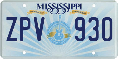 MS license plate ZPV930