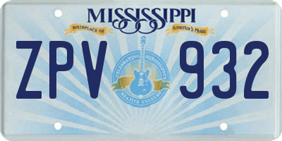 MS license plate ZPV932