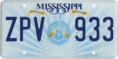 MS license plate ZPV933