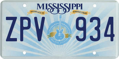 MS license plate ZPV934