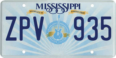 MS license plate ZPV935