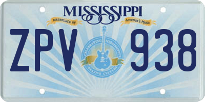 MS license plate ZPV938