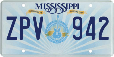 MS license plate ZPV942