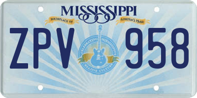 MS license plate ZPV958