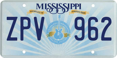 MS license plate ZPV962