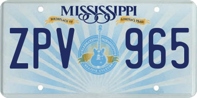 MS license plate ZPV965
