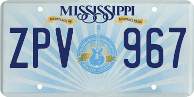 MS license plate ZPV967