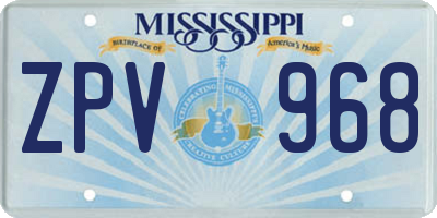 MS license plate ZPV968