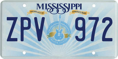 MS license plate ZPV972
