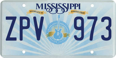 MS license plate ZPV973
