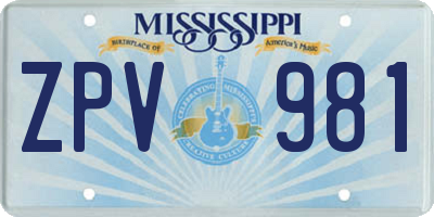 MS license plate ZPV981