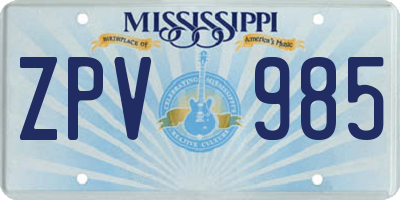 MS license plate ZPV985