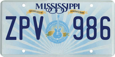 MS license plate ZPV986