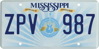 MS license plate ZPV987