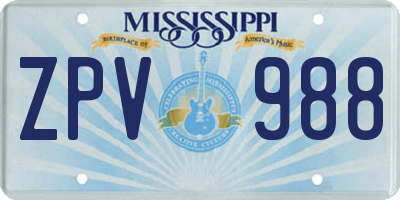 MS license plate ZPV988