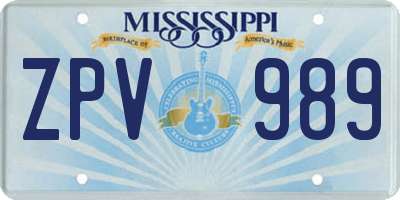 MS license plate ZPV989