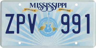 MS license plate ZPV991