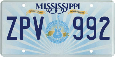 MS license plate ZPV992