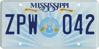 MS license plate ZPW042