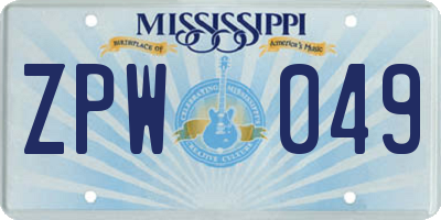 MS license plate ZPW049