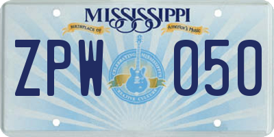MS license plate ZPW050