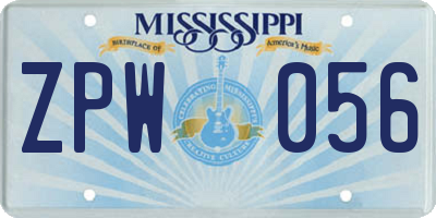 MS license plate ZPW056
