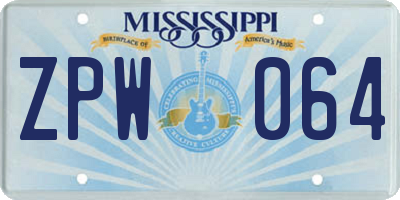 MS license plate ZPW064