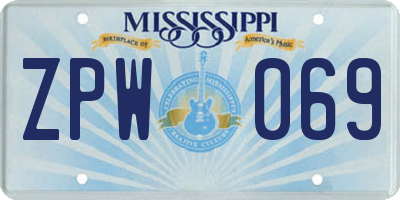 MS license plate ZPW069