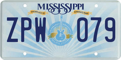 MS license plate ZPW079