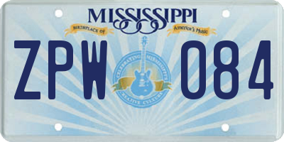 MS license plate ZPW084