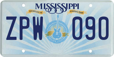 MS license plate ZPW090
