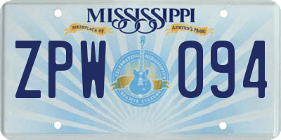MS license plate ZPW094