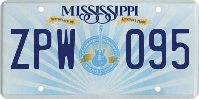 MS license plate ZPW095