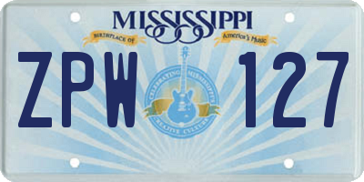 MS license plate ZPW127