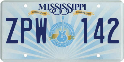 MS license plate ZPW142
