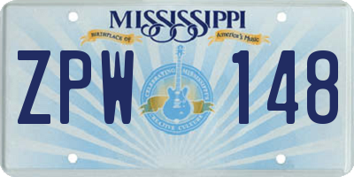 MS license plate ZPW148
