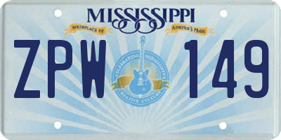 MS license plate ZPW149