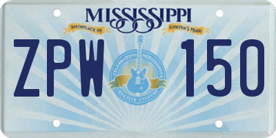 MS license plate ZPW150