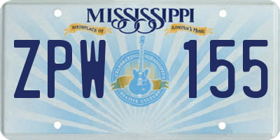 MS license plate ZPW155
