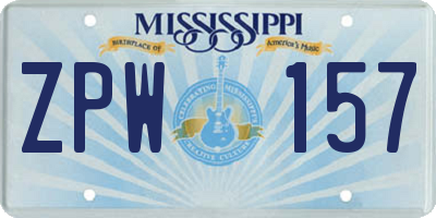 MS license plate ZPW157