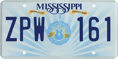 MS license plate ZPW161